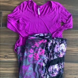 Athletic wear, top & 2 pair of workout leggings